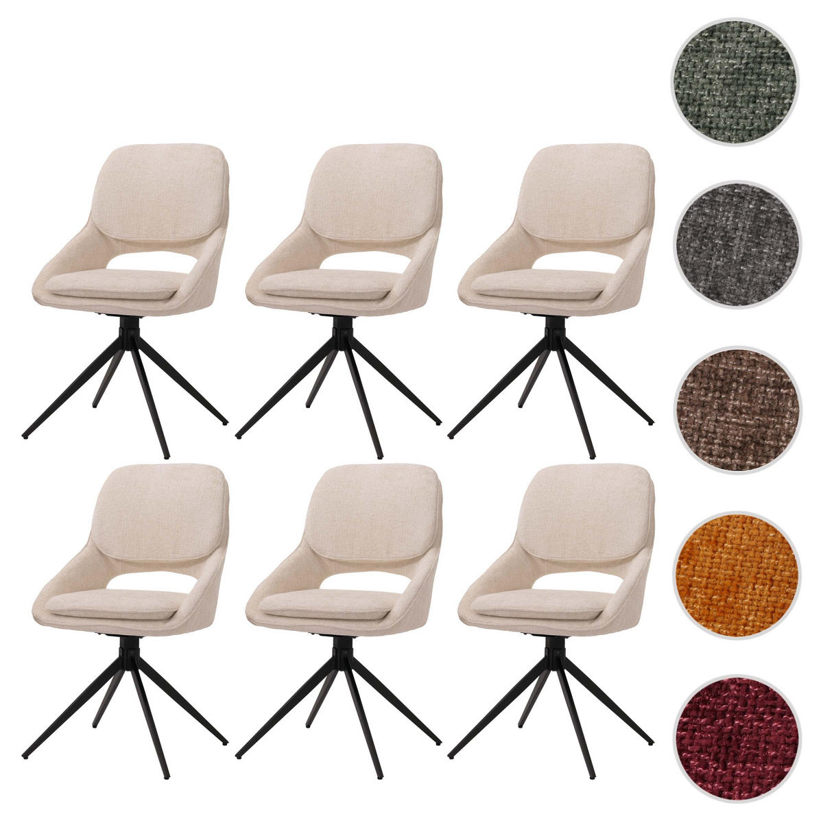 ESSZIMMERSTUHL Beige 6er-Set - Beige, Textil (55/87/55cm) - MCW