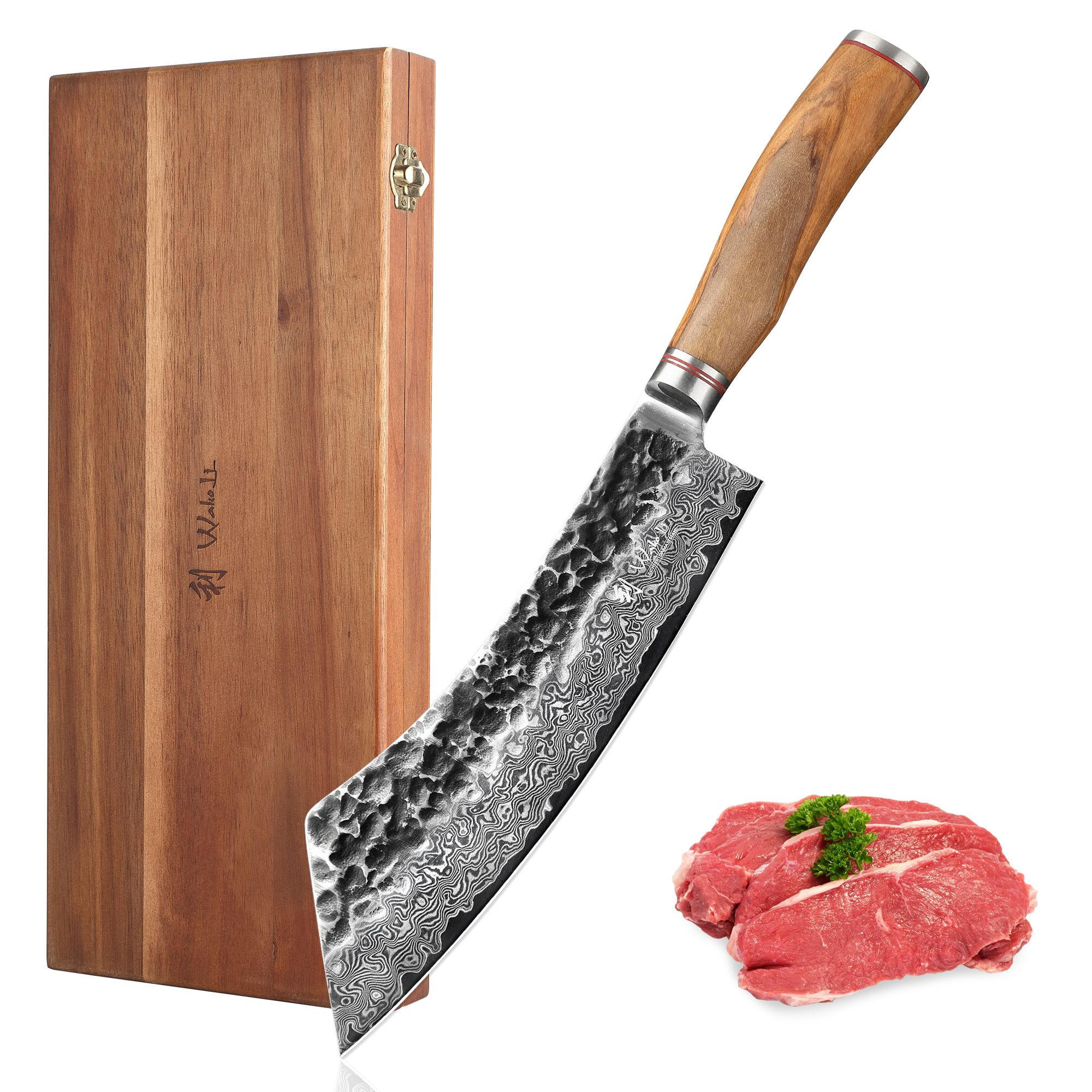 BLOCKMESSER 22,5 cm - Braun, Holz/Metall (37cm) - Wakoli