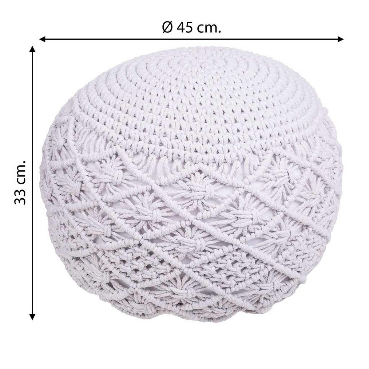 POUF aus Baumwolle, weiß, 45x33cm - Weiß, Textil (45/33/45cm) - Wanderlust