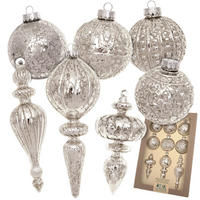 CHRISTBAUMSCHMUCK Romantikformen Antik Silberfarbig 19cm (Glas / 9 Stk.) - Silberfarben, Glas (8/19/8cm) - Krebs Glas Lauscha