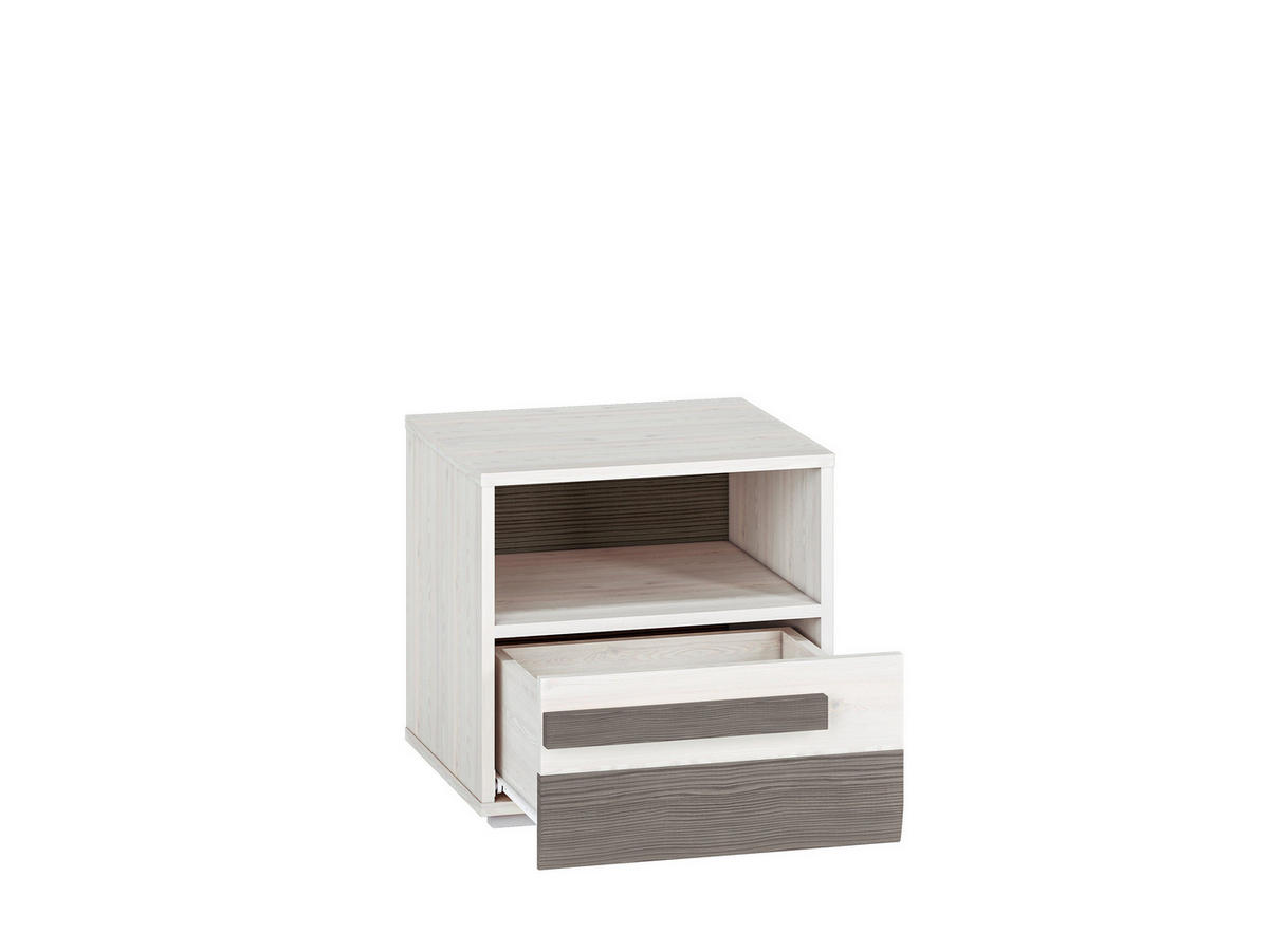 NACHTKONSOLE Blanco Pinie weiß / grau 46 / 42 / 45cm - Weiß, Holz/Holzwerkstoff (46/45/42cm) - Feldmann-Wohnen