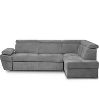 SCHLAFECKSOFA RATLO rechts 4/5-Sitzer mit Bettkasten in Lederoptik, grau - Silberfarben/Hellgrau, Textil (270/190cm) - KONSIMO®