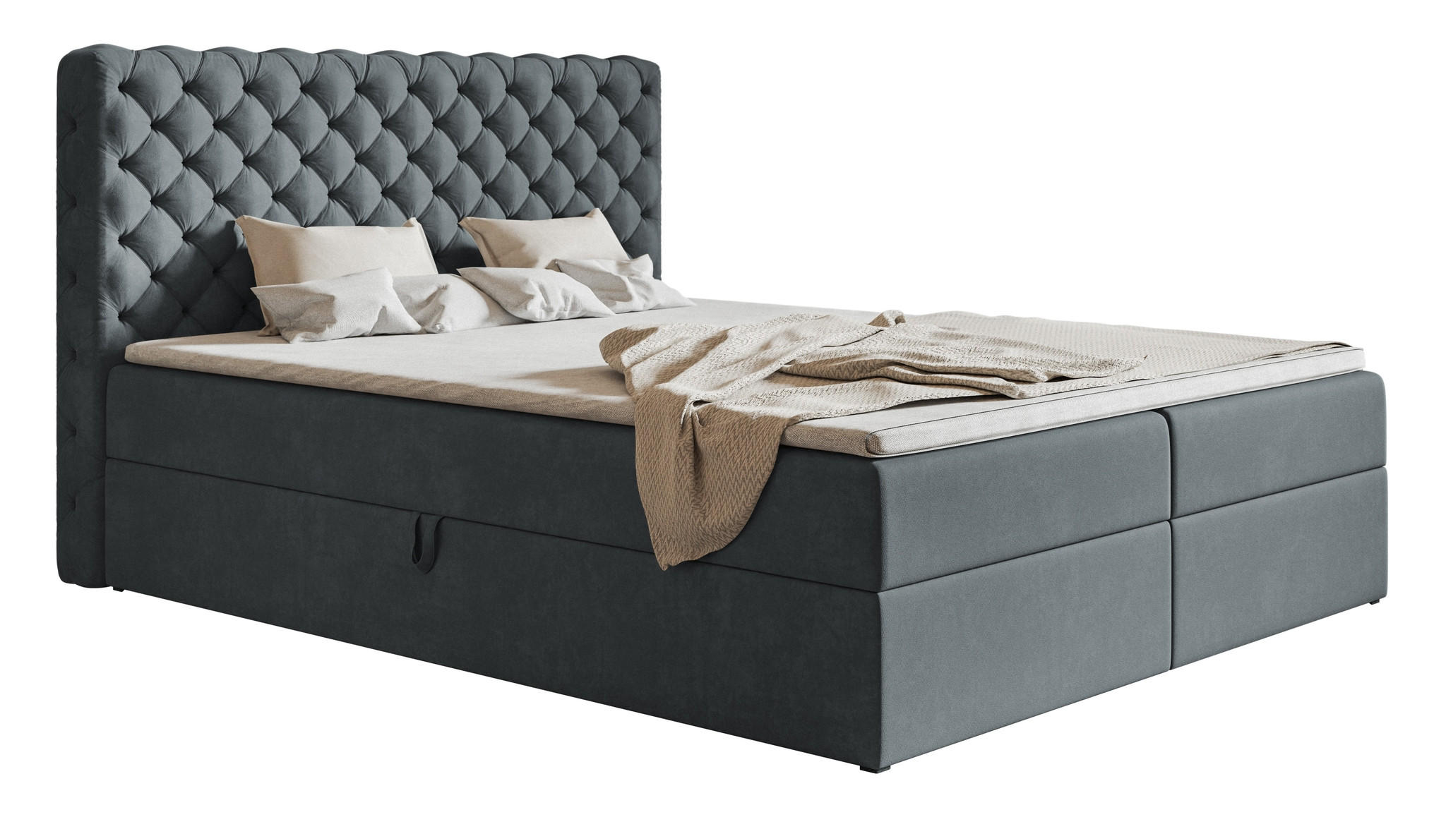 BOXSPRINGBETT 160x200 cm Doro mit Bettkasten, Matratze, Topper, Dunkelgrau - Dunkelgrau, Holz/Textil (160/200cm) - Emporius