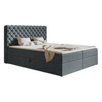 BOXSPRINGBETT 160x200 cm Doro mit Bettkasten, Matratze, Topper, Dunkelgrau - Dunkelgrau, Holz/Textil (160/200cm) - Emporius