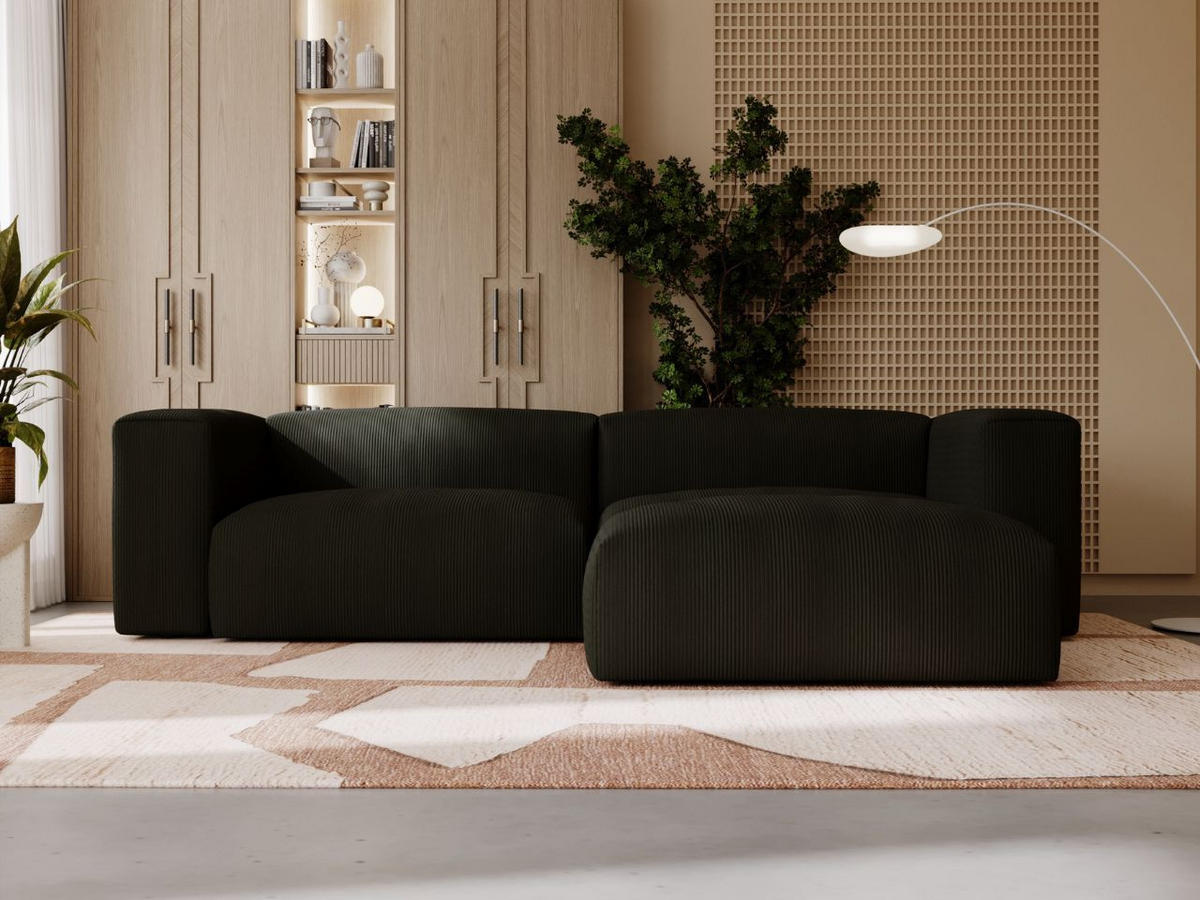 ECKSOFA Landi Schwarz Rechts - Schwarz, Kunststoff/Textil (240/180cm) - Graingold