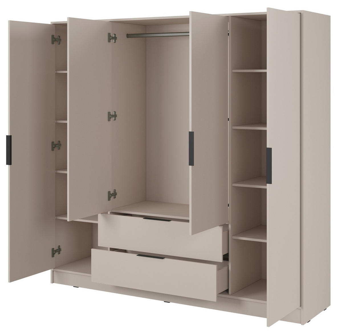 KLEIDERSCHRANK 206 cm Kalma, 4 Türen, 2 Schubladen, Kaschmir - Kaschmir, Holz (206/200/51cm) - Emporius