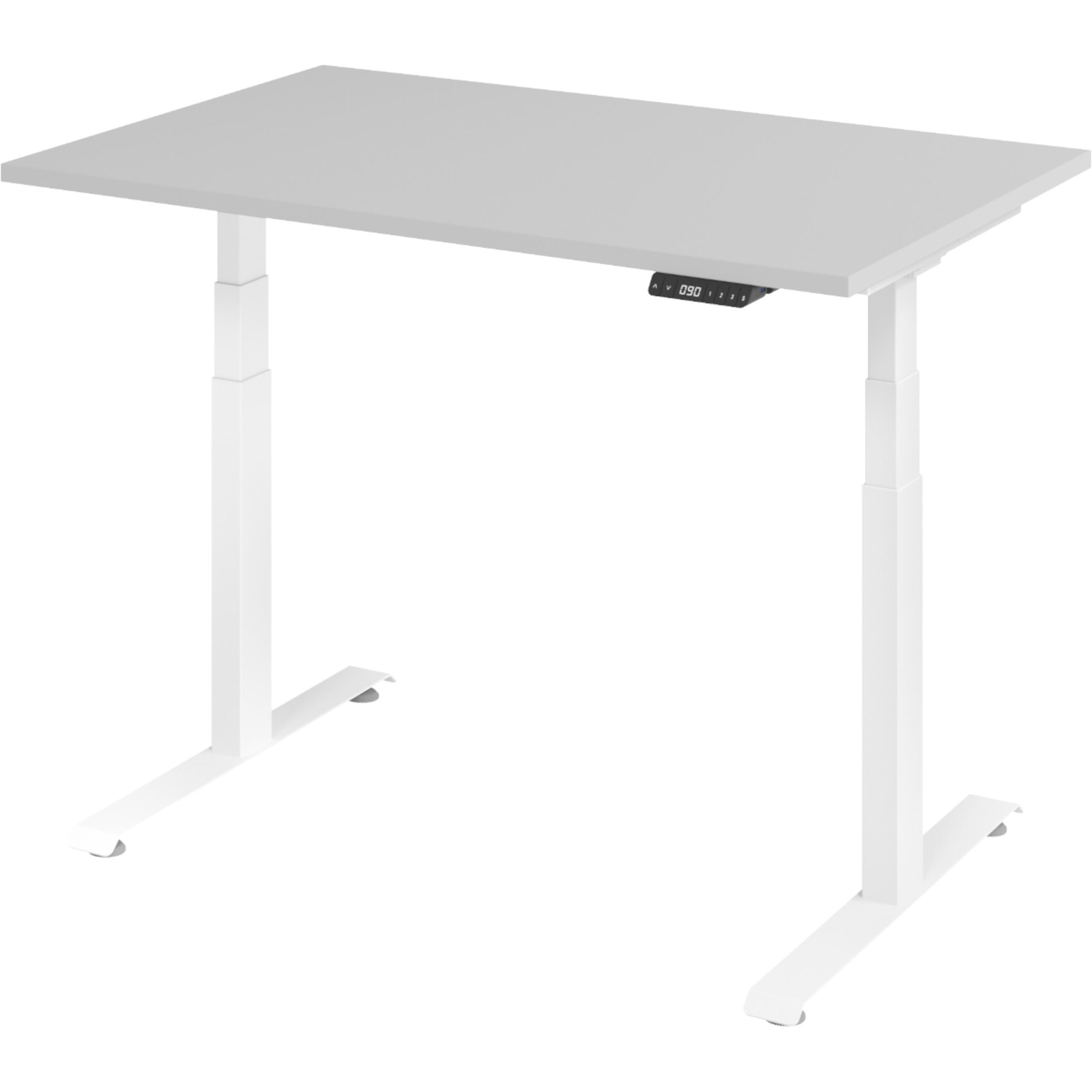 SCHREIBTISCH elektrisch 80/120/74 cm in Grau/Weiß - Weiß/Grau, Holzwerkstoff (80/120/74cm) - bümö
