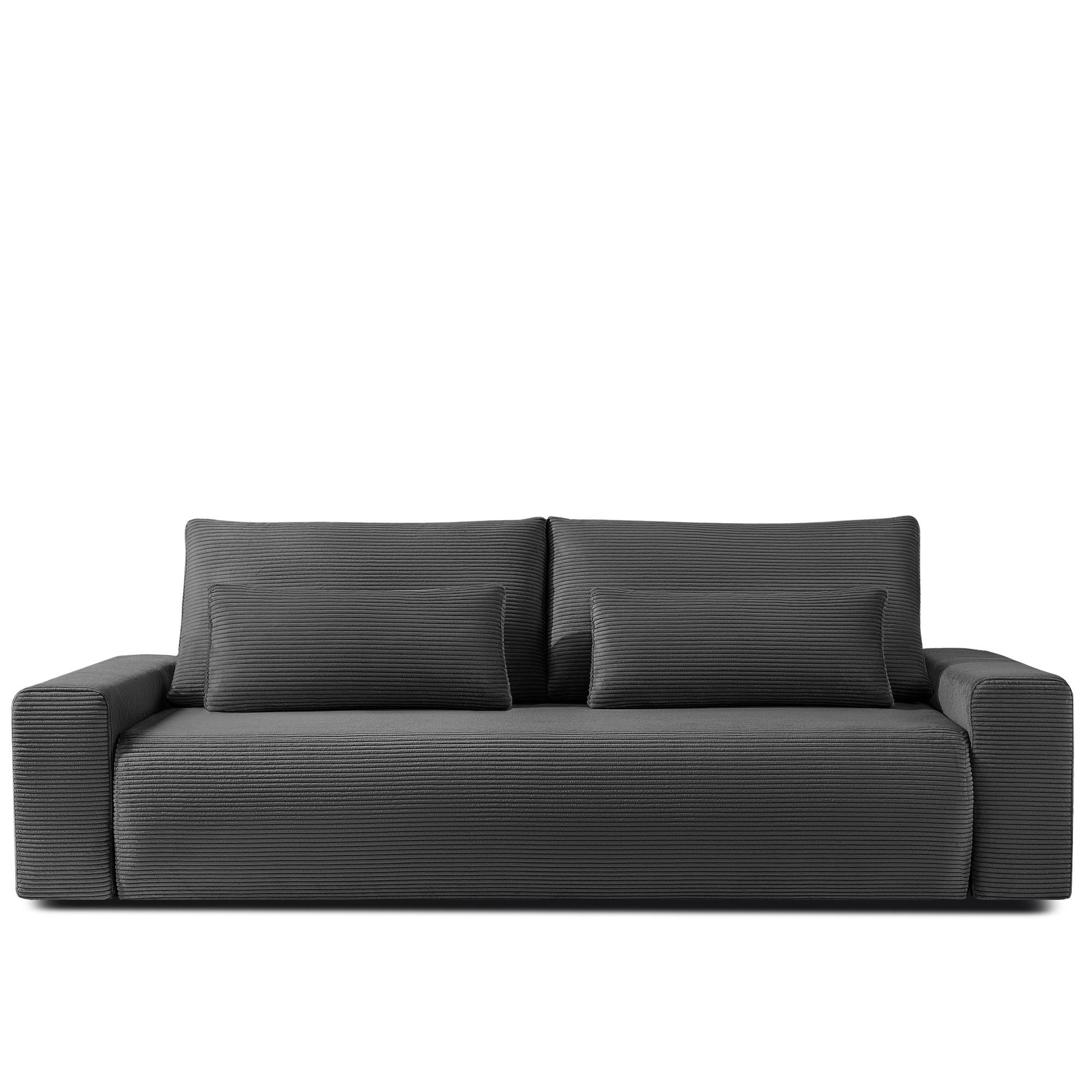 3-SITZER SCHLAFSOFA MOLLIS, Corduroy, Grau - Grau, Holz/Holzwerkstoff (250/93/108cm) - KONSIMO®
