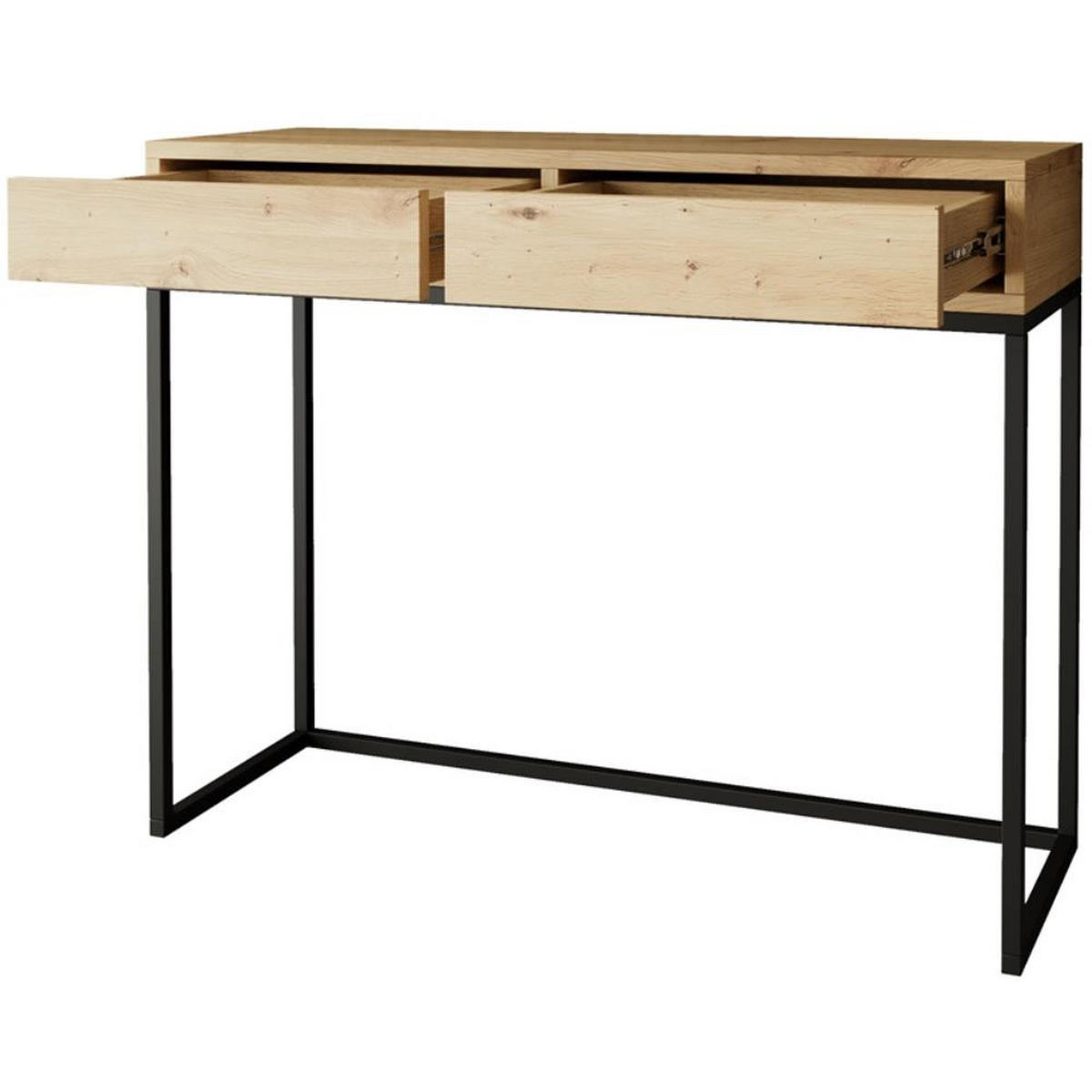 KONSOLENTISCH Lango 100/85/35 eiche Artisan mit schwarzen Matellbeinen - Schwarz/Eiche Artisan, Holzwerkstoff/Metall (35/100/85cm) - Beautysofa