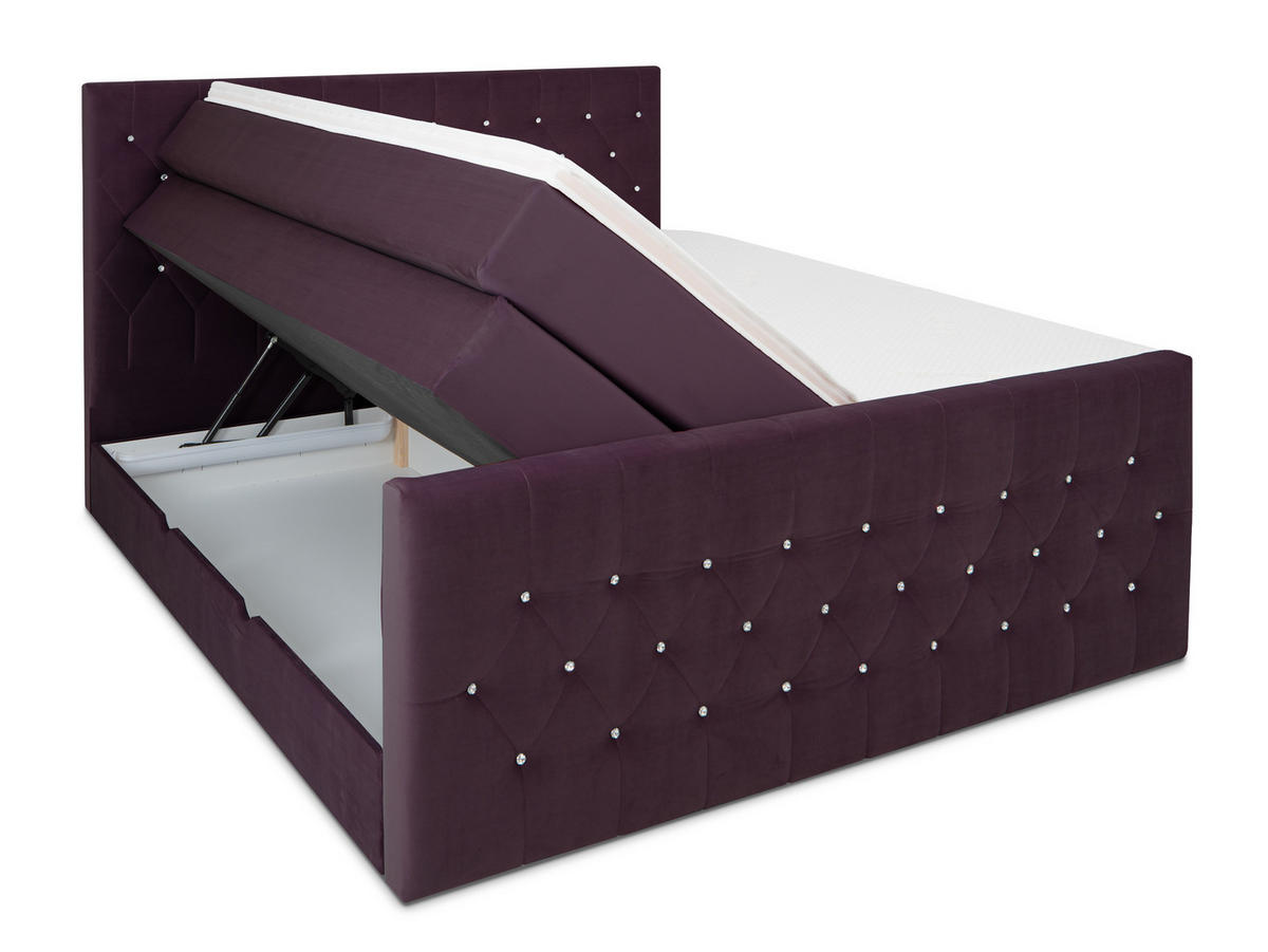 BOXSPRINGBETT Sira Lila 160/200 cm H2/H3 Samt - Lila, Textil (160/200cm) - wonello