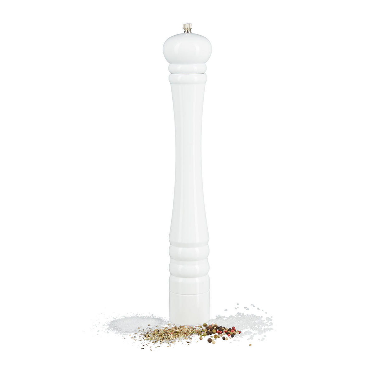 PFEFFERMÜHLE Keramikmahlwerk - Weiß, Holz/Keramik (5.5/39.5/5.5cm) - Relaxdays