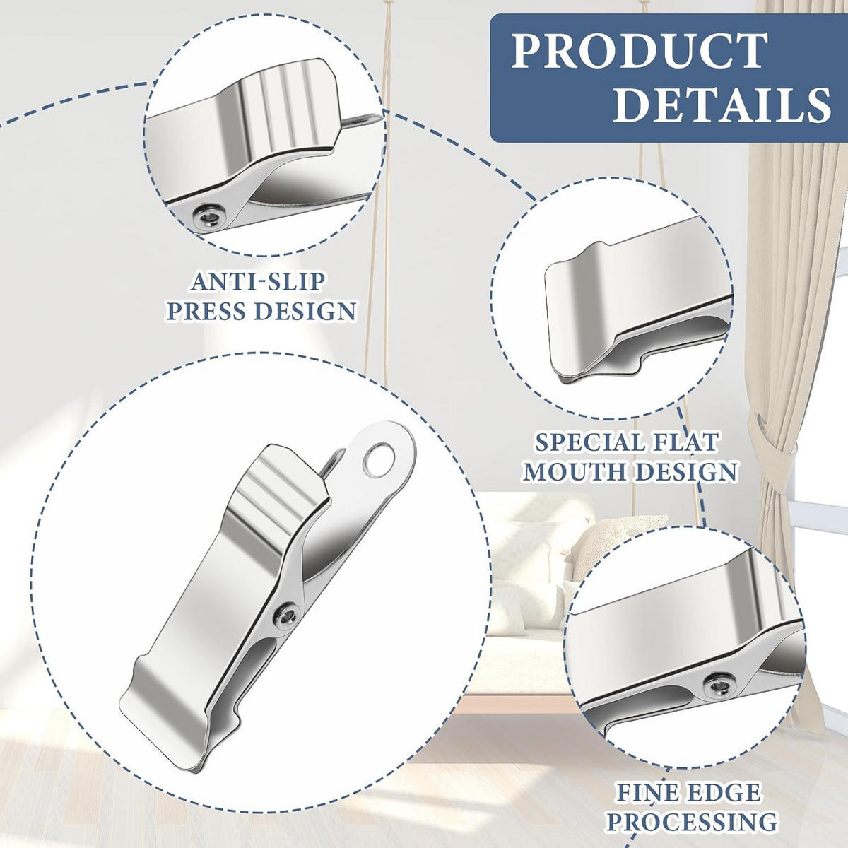 FEDERKLEMMEN – geeignet für Bastelarbeiten, Drähte, Fotos, Vorhänge usw., 12er-Packung – silber - Silberfarben, Metall (4/1.3/1cm) - DCA