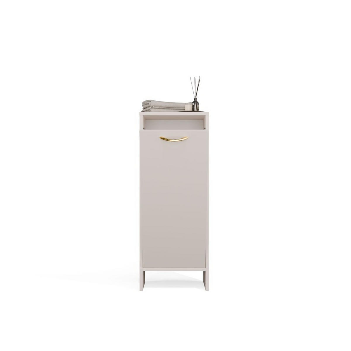 BADEZIMMERSCHRANK NINA 1K mit Wäschekorb Kaschmir 35 x 90 x 30 cm - Kaschmir, Holzwerkstoff (35/90/30cm)