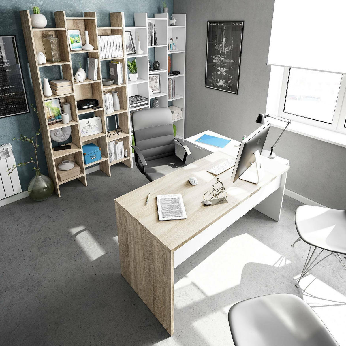 BÜCHERREGAL Weiß 29/96/192 cm - Weiß, Holzwerkstoff (96/192/29cm) - DMORA