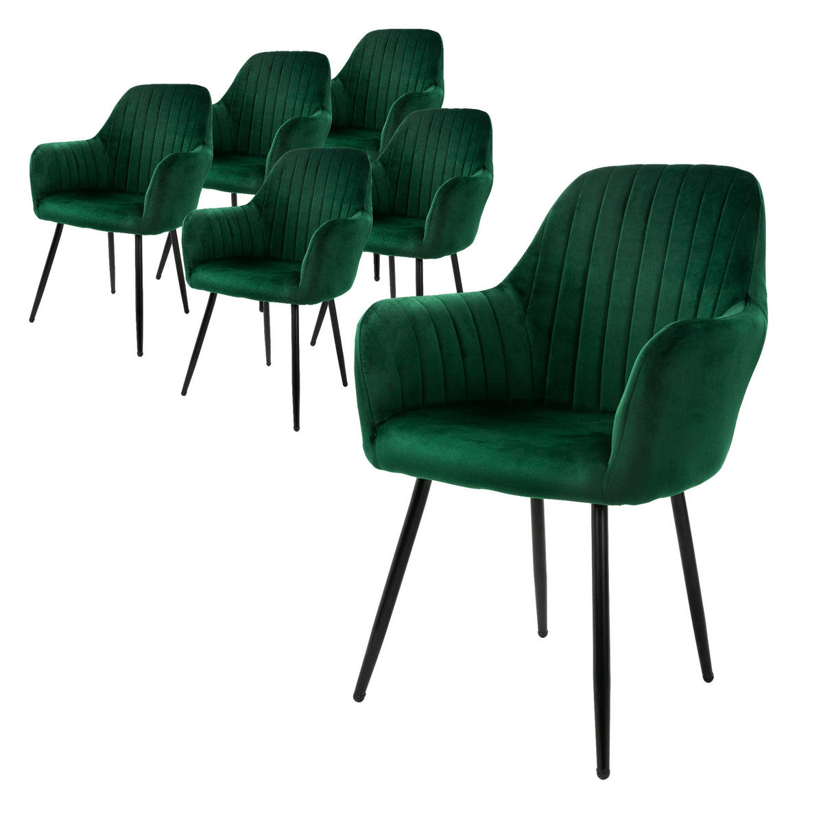 STUHL Samt grün 6er Set - Grün, Metall (60/84/58cm) - ML-DESIGN