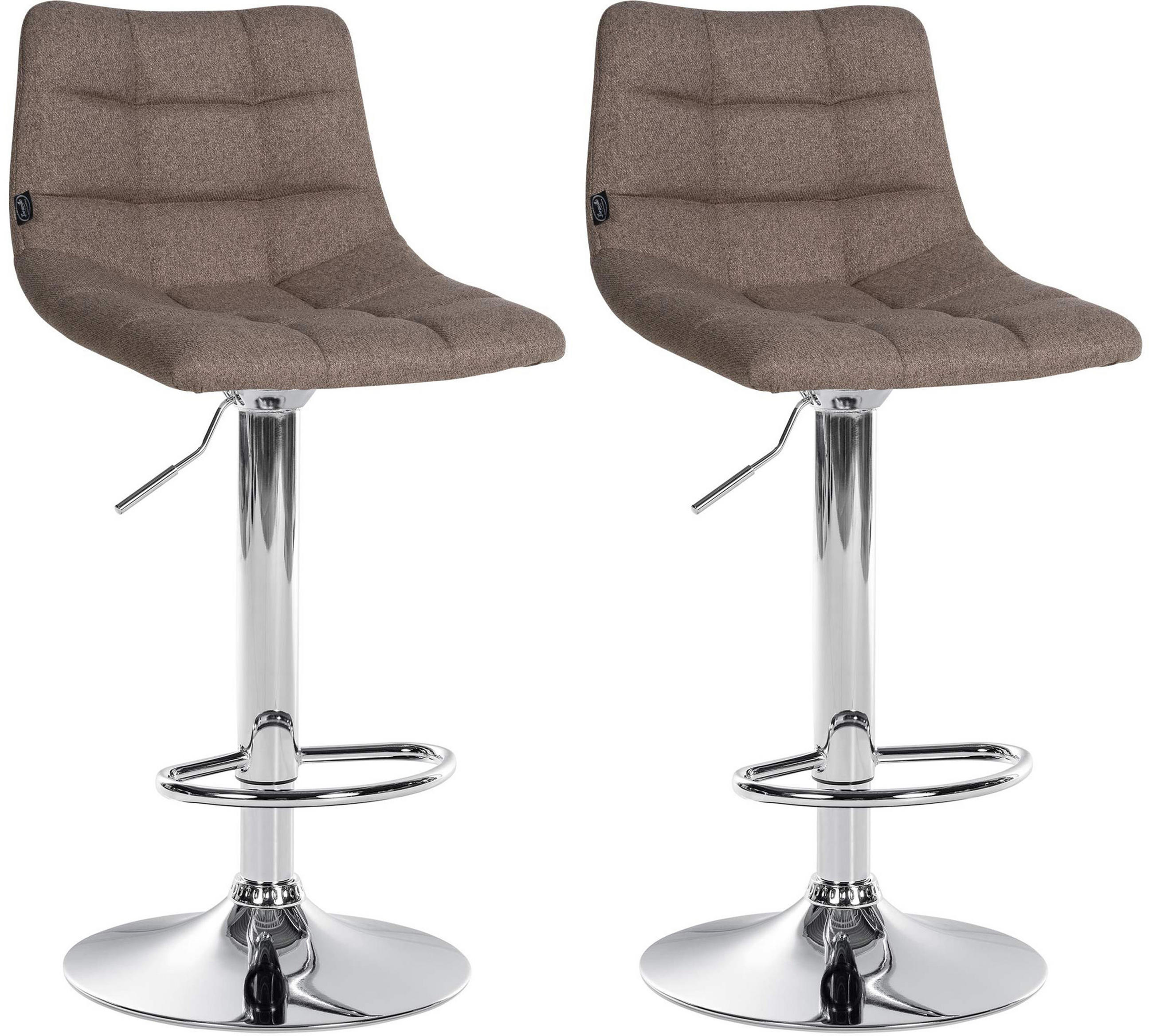BARHOCKER 2er Set James Stoff chrom taupe - Chromfarben/Grau, Textil/Metall (43/108.5/46.5cm) - TPFLiving