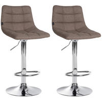 BARHOCKER 2er Set James Stoff chrom taupe - Chromfarben/Grau, Textil/Metall (43/108.5/46.5cm) - TPFLiving