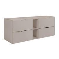 BADEZIMMERSCHRANK, Kaschmir, Schwarze Griffe, 140 ( 2 x 60 + 20) x 46 x 57 cm - Kaschmir/Schwarz, Holzwerkstoff/Kunststoff (140/57/46cm) - 3XE LIVING