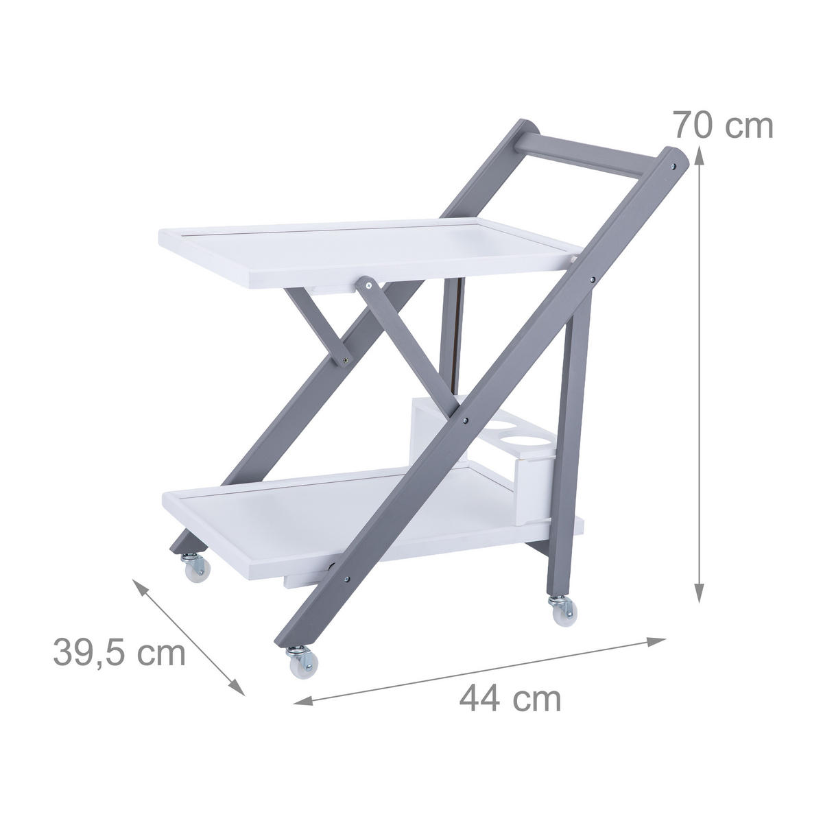 SERVIERWAGEN - Grau, Holz (39.5/70/44cm) - Relaxdays