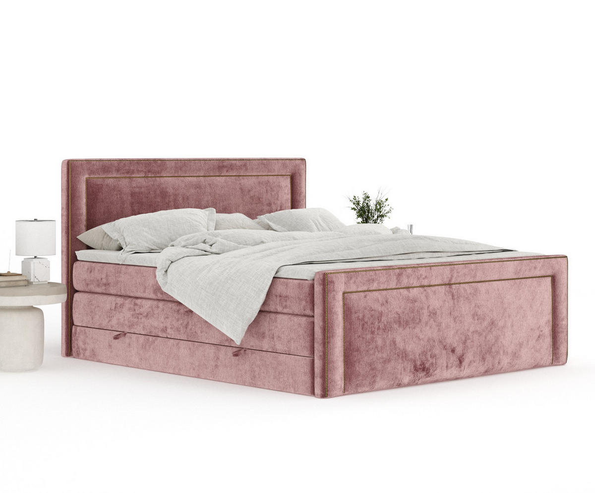 BOXSPRINGBETT Luxora Rosa 180/200 cm - Schwarz/Rosa, Holz/Holzwerkstoff (180/200cm) - Maison de Reve