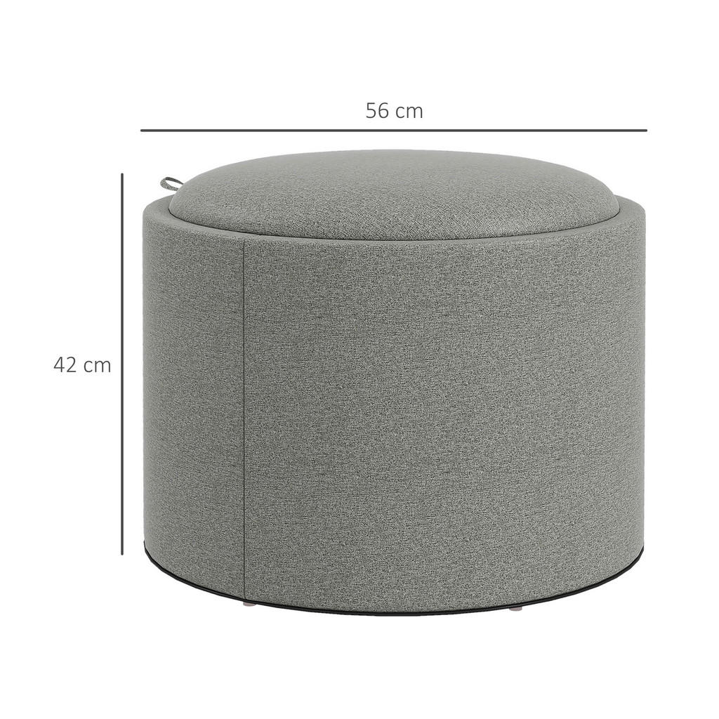 Thumbnail - Homcom Ottomane, Grau, Textil, 56x42x56 cm, Wohnzimmer, Hocker, Sitzhocker