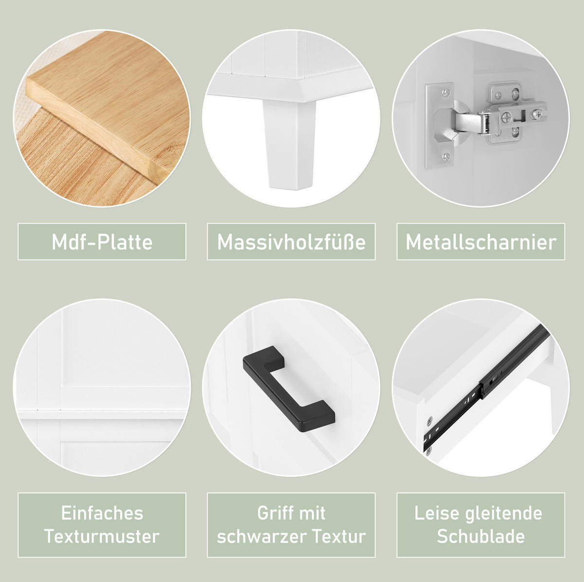 WASCHTISCHKOMBI 76/46/83,5 cm in Weiß mit Keramikbecken und 3 Schubladen - Weiß, Holzwerkstoff (76/83.5/46cm) - Flora Grace