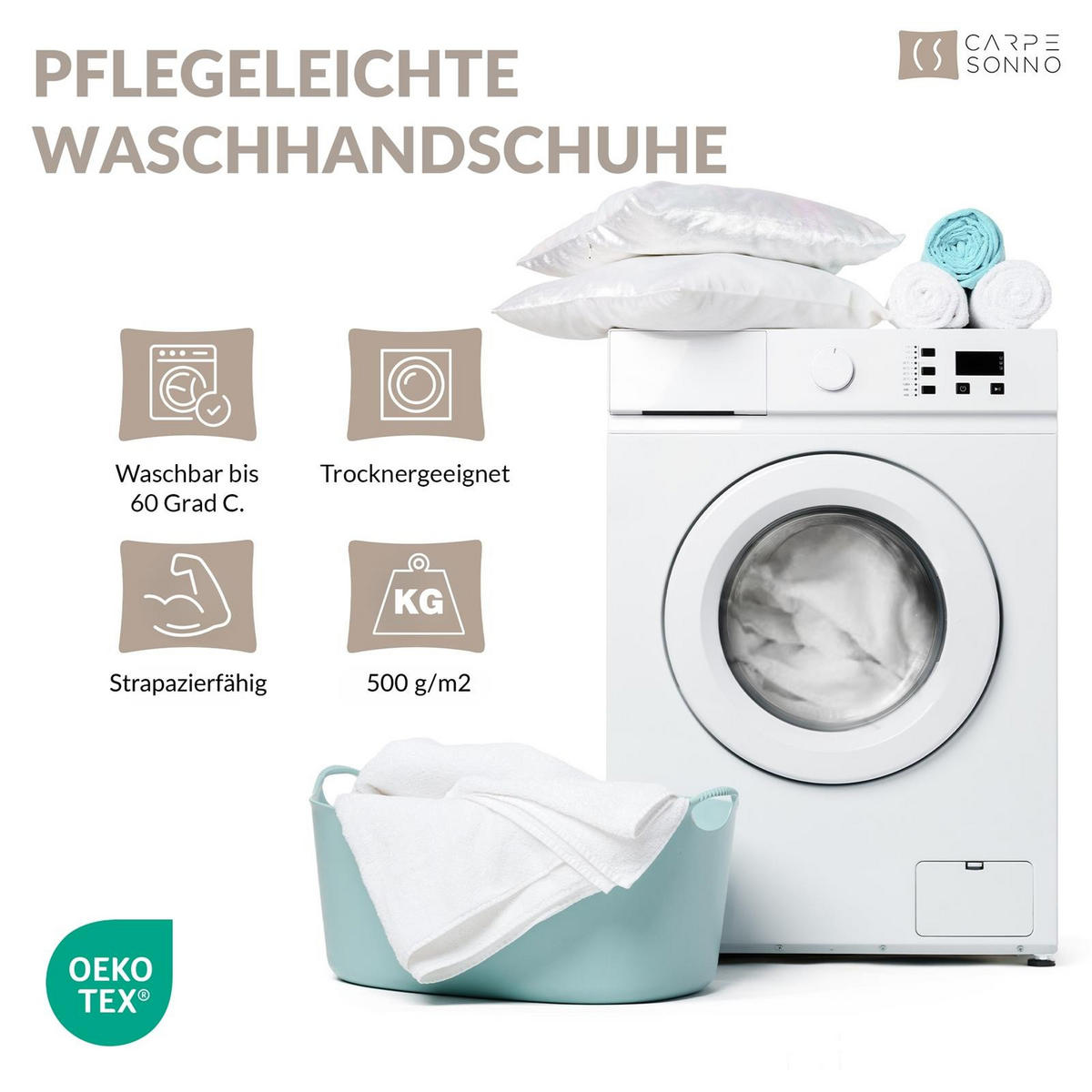 WASCHLAPPEN 16x21 cm aus 100% Baumwolle 500g/m2, 10er Set Waschhandschuhe Royal Blau - Blau, Textil (16/21cm) - Carpe Sonno