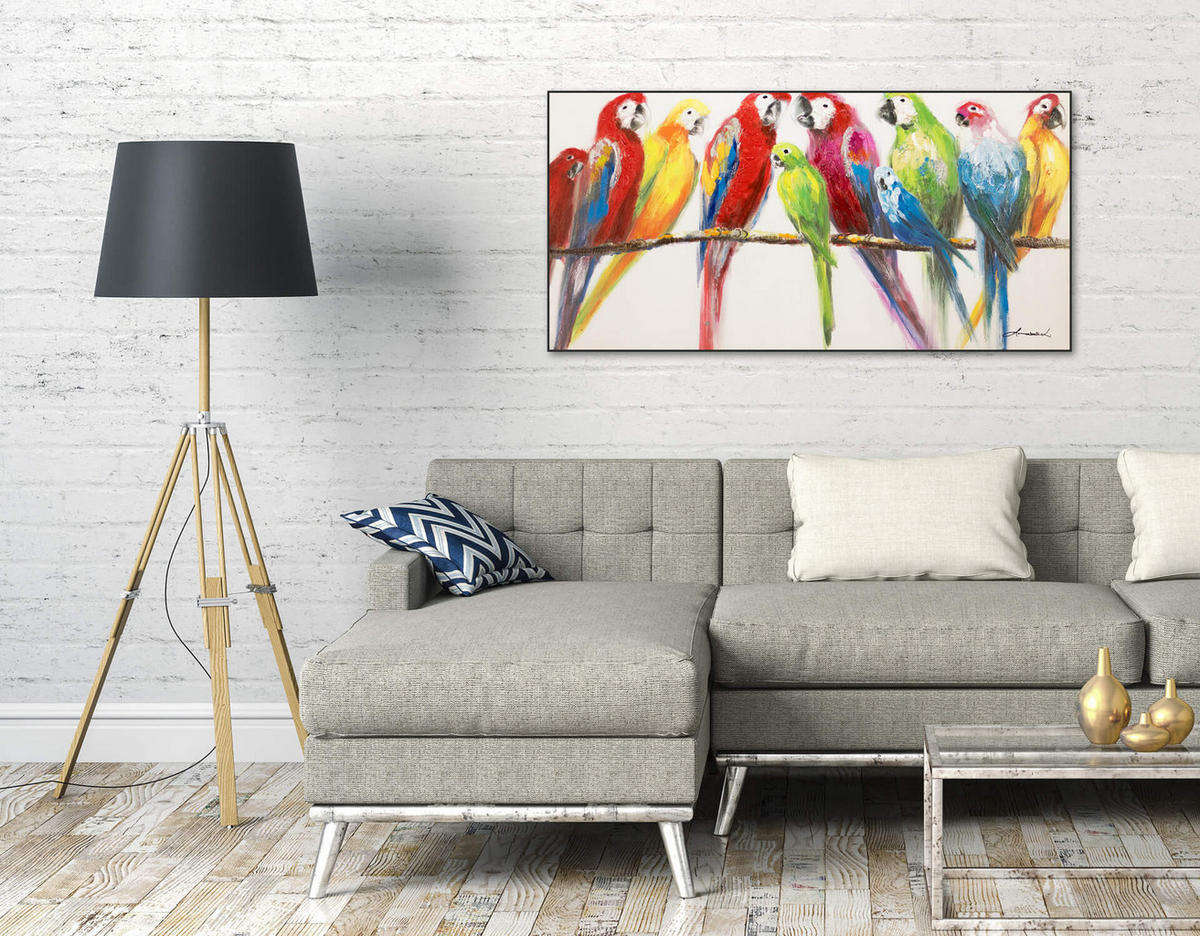 ACRYLBILD HANDGEMALT 120/60 cm - Blau/Gelb, Holz/Textil (120/60cm) - KUNSTLOFT