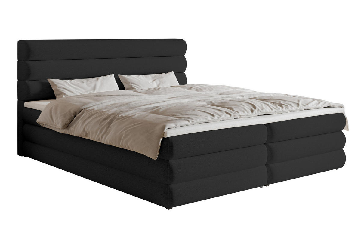 BOXBETT Alegre Schwarz Chenille 160/200 cm - Schwarz, Kunststoff/Textil (160/200cm) - Selsey