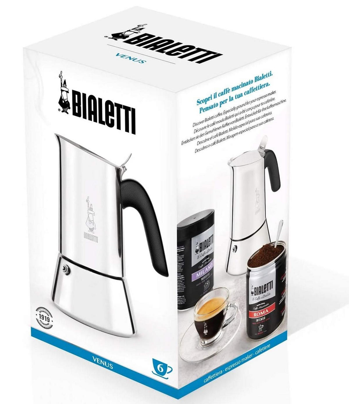 KAFFEEMASCHINE Percolator Venus 2020 10 Tassen - Silberfarben, Metall (12/25/15cm) - Bialetti