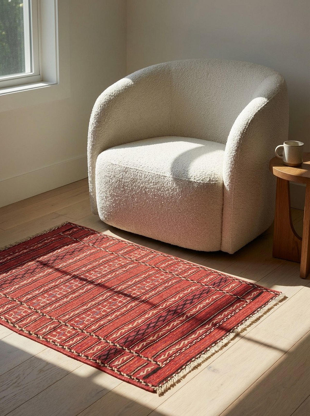 HANDWEBTEPPICH Kelim Kordi Rot 89/63 cm Schurwolle - Rot, Textil (63/89cm) - Looma