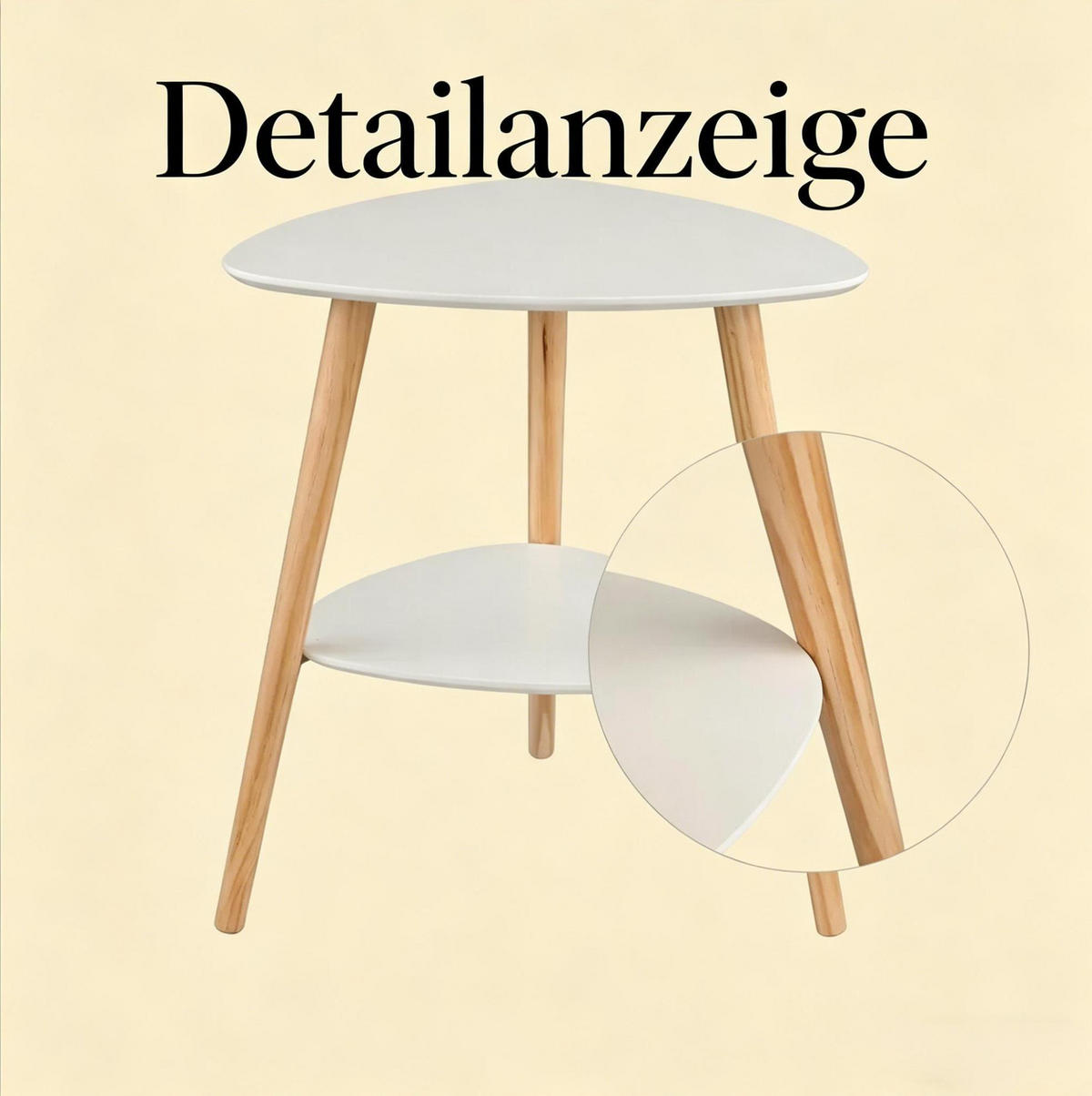 NACHTTISCH mit 2 Ablagen 50 x 40 x 55 cm MDF Massivholz Weiß - Weiß, Holz (40/50/55cm) - Meubliv