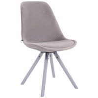STUHL Samt Grau - Weiß/Grau, Holz/Textil (48/84/56cm) - CLP