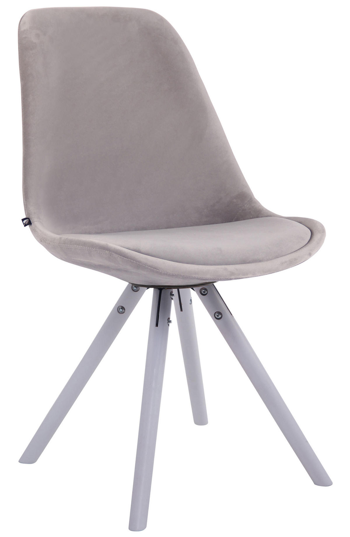 STUHL Samt Grau - Weiß/Grau, Holz/Textil (48/84/56cm) - CLP