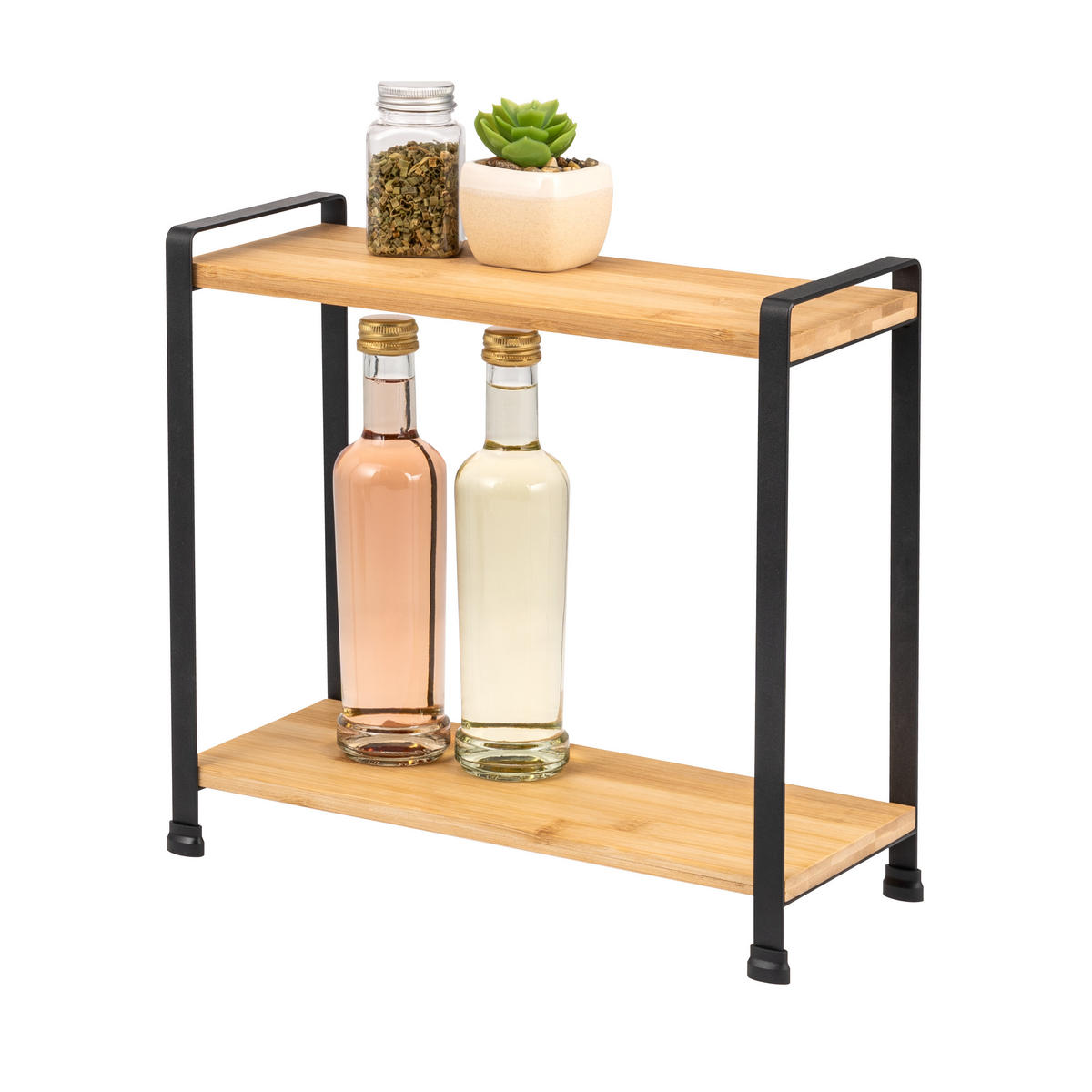 GEWÜRZREGAL Bambus/Metall schwarz - Schwarz, Holz (33/30.5/14.5cm) - eluno