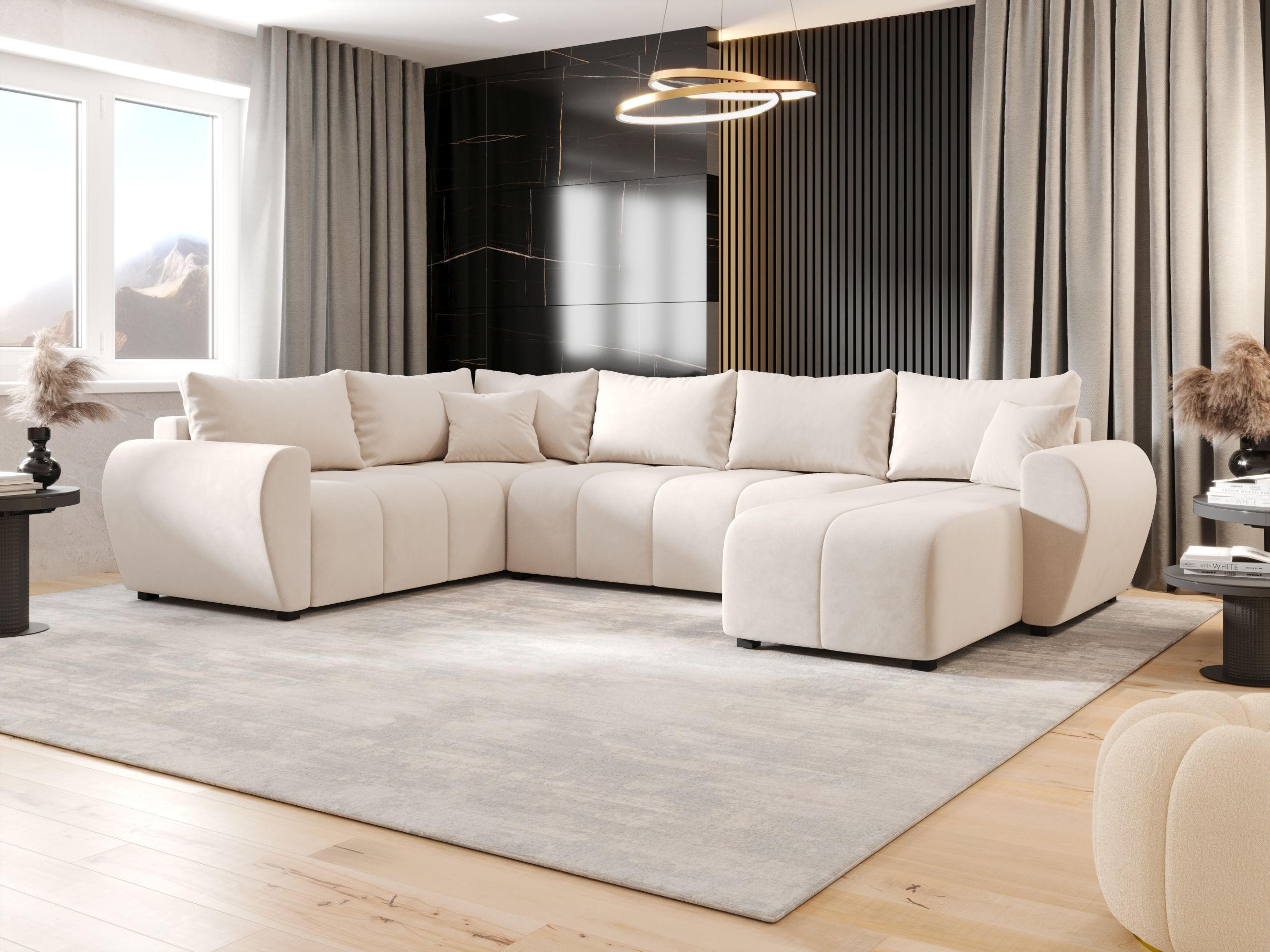 WOHNLANDSCHAFT MOLISA U PLUS Itaka 16 Links mit Schlaffunktion - Beige, Textil (303/82/208cm) - Bedante