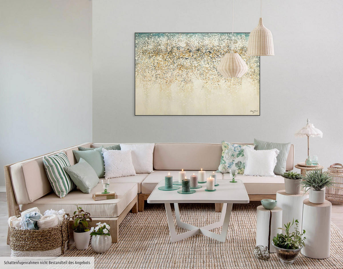 ACRYLBILD HANDGEMALT 120/80 cm - Blau/Beige, Holz/Textil (120/80cm) - KUNSTLOFT