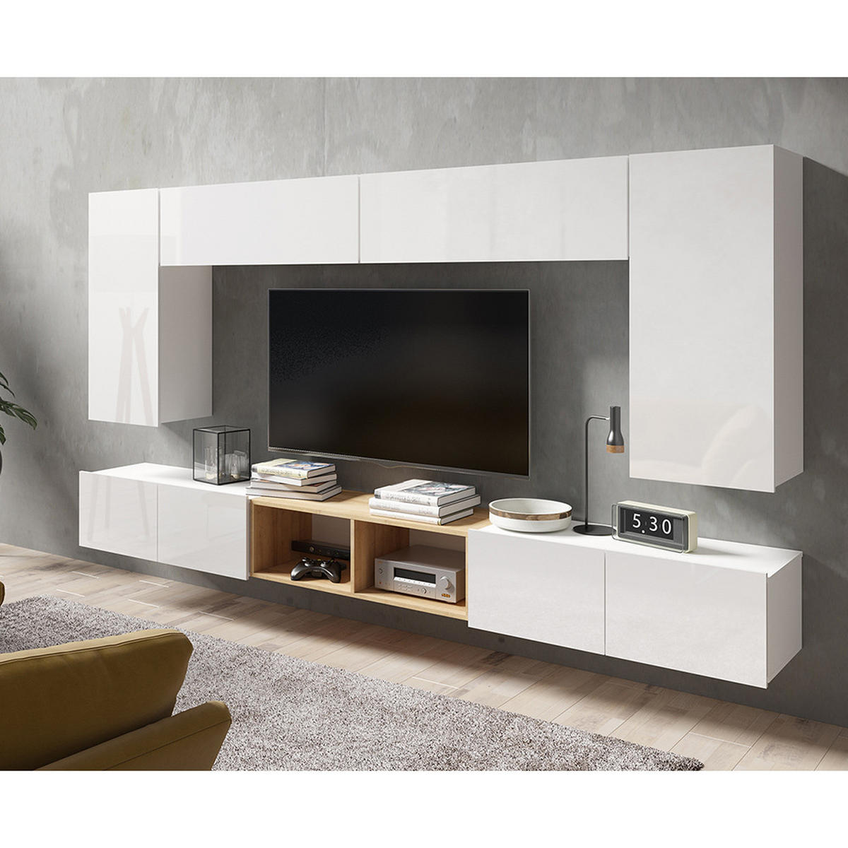 HÄNGESCHRANK Cairns-132 - Weiß, Holzwerkstoff (45/117/32cm) - Lomado