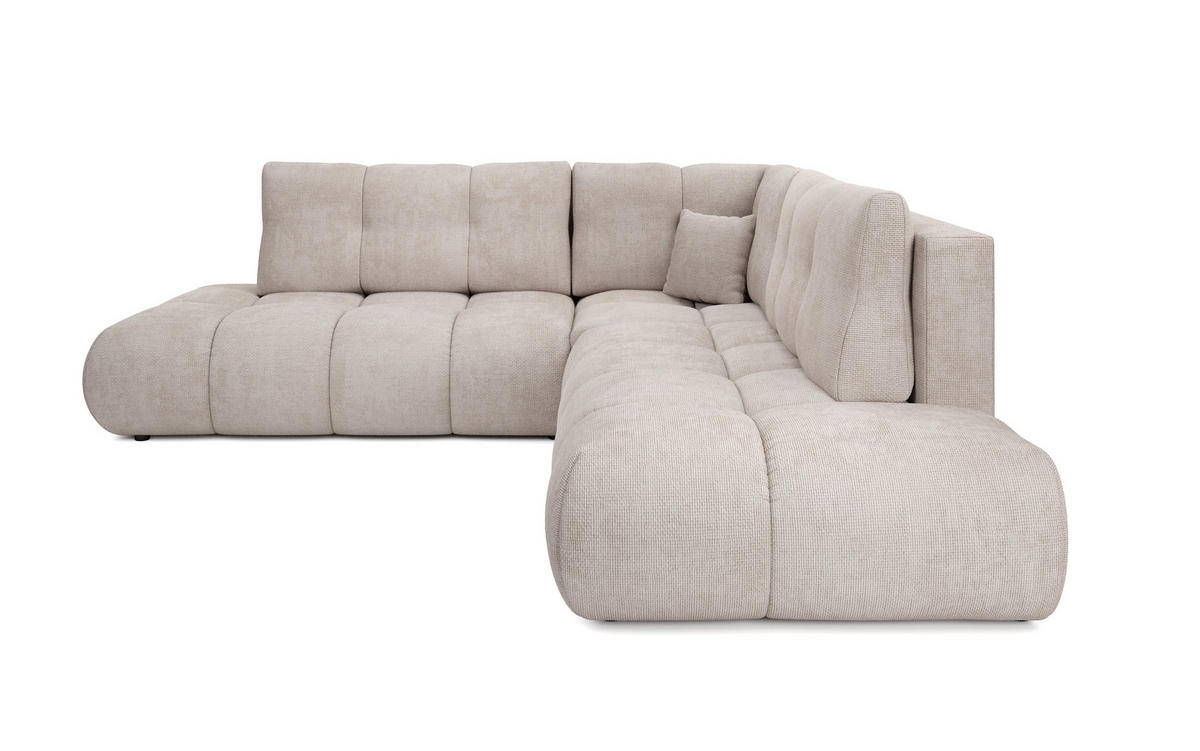 ECKSOFA DUCA II L-S Beige Chenille mit Schlaffunktion - Beige, Holz (266.5/266.5cm) - MASSENO