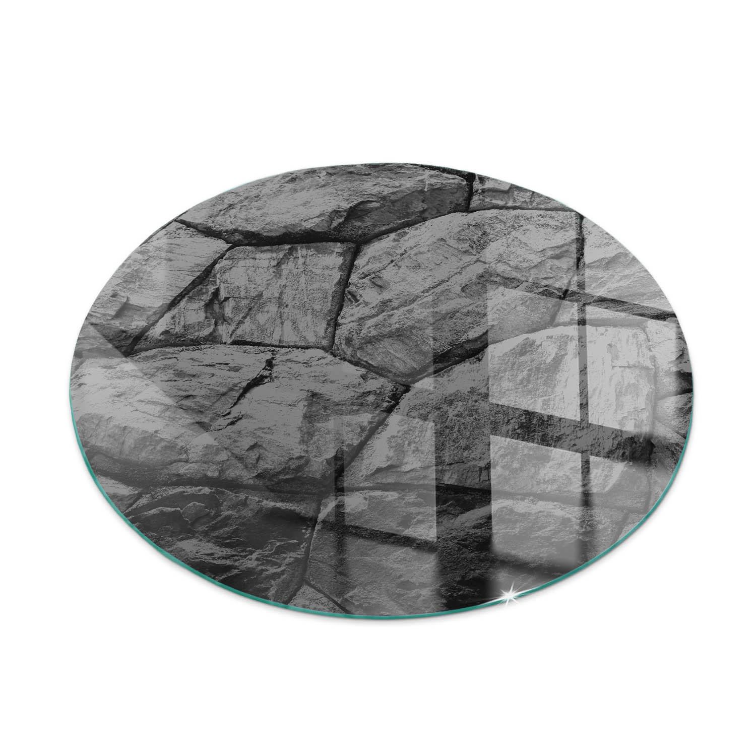 GLASPLATTE für Kamin Ø 100 cm Grau - Grau, Glas (100/100/0.4cm) - ArtPrintCave