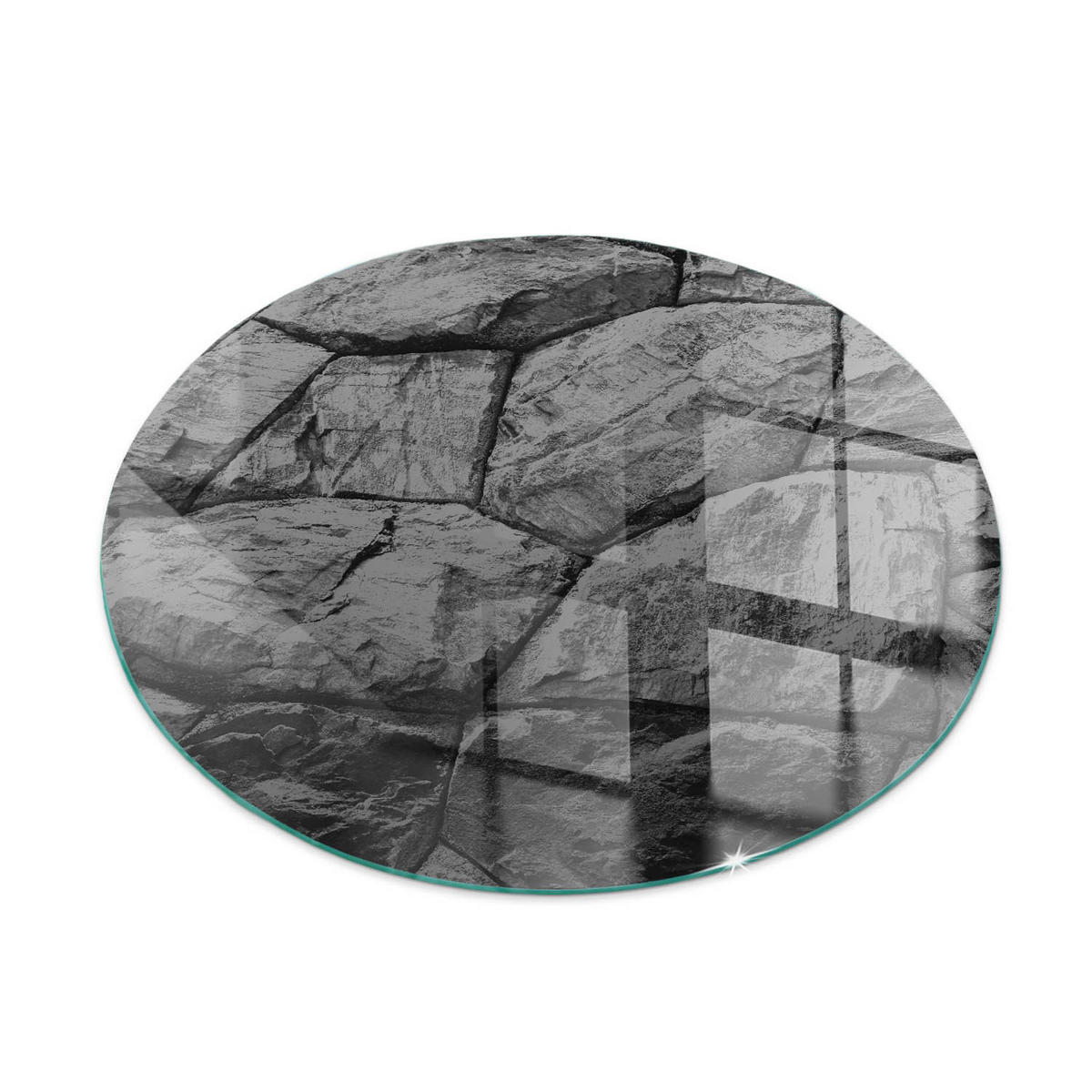 GLASPLATTE für Kamin Ø 100 cm Grau - Grau, Glas (100/100/0.4cm) - ArtPrintCave