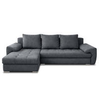 ECKSOFA L Form Manisa Dunkelgrau 234/145/83 cm Links mit Schlaffunktion - Dunkelgrau/Silberfarben, Kunststoff/Textil (145/234cm) - AX Living