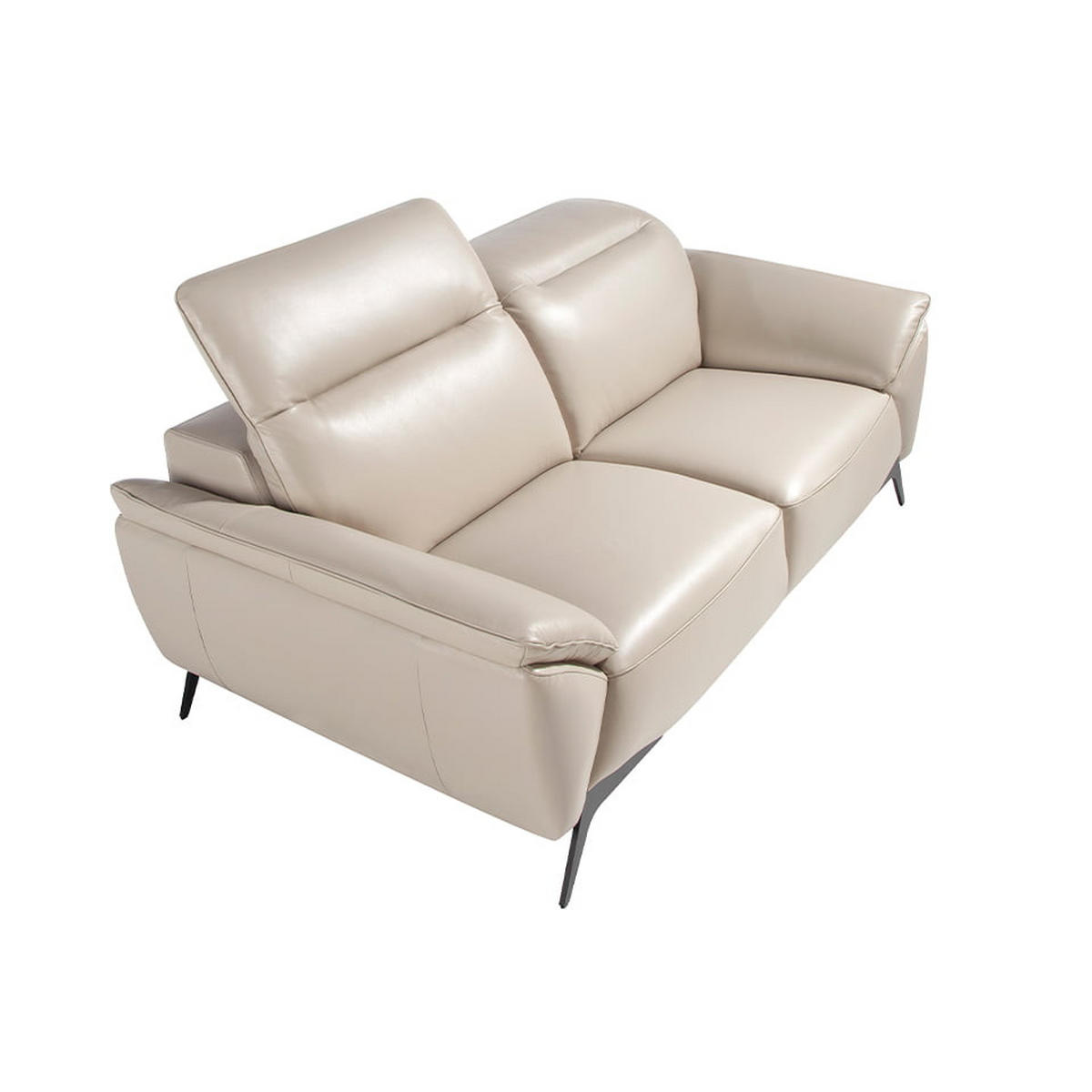 SOFA 2-SITZER Taupe Grau Schwarz 191/107/102 cm - Dunkelgrau/Schwarz, Leder (191/102/107cm) - ANGEL CERDA