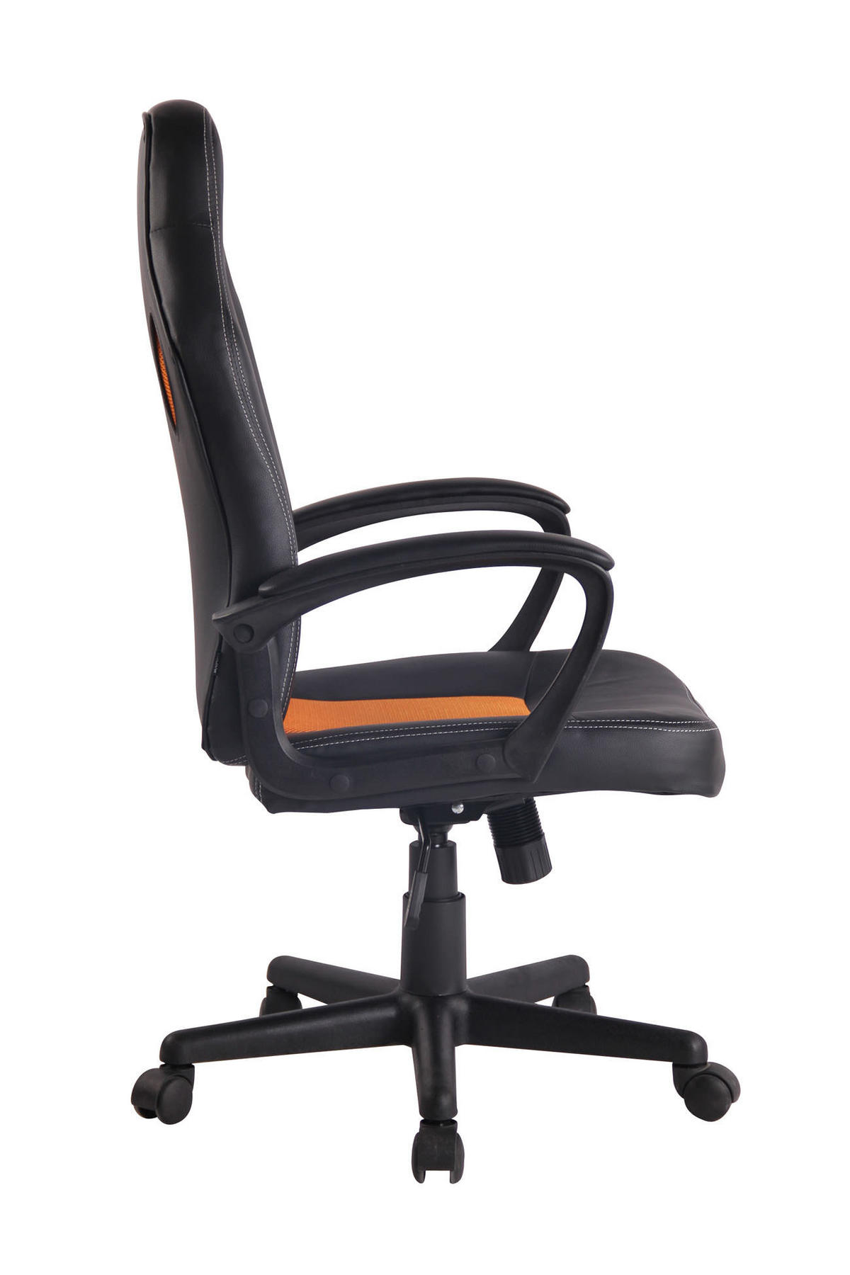 DREHSTUHL Lederlook schwarz/orange - Schwarz/Orange, Kunststoff/Textil (61/106/59cm) - CLP