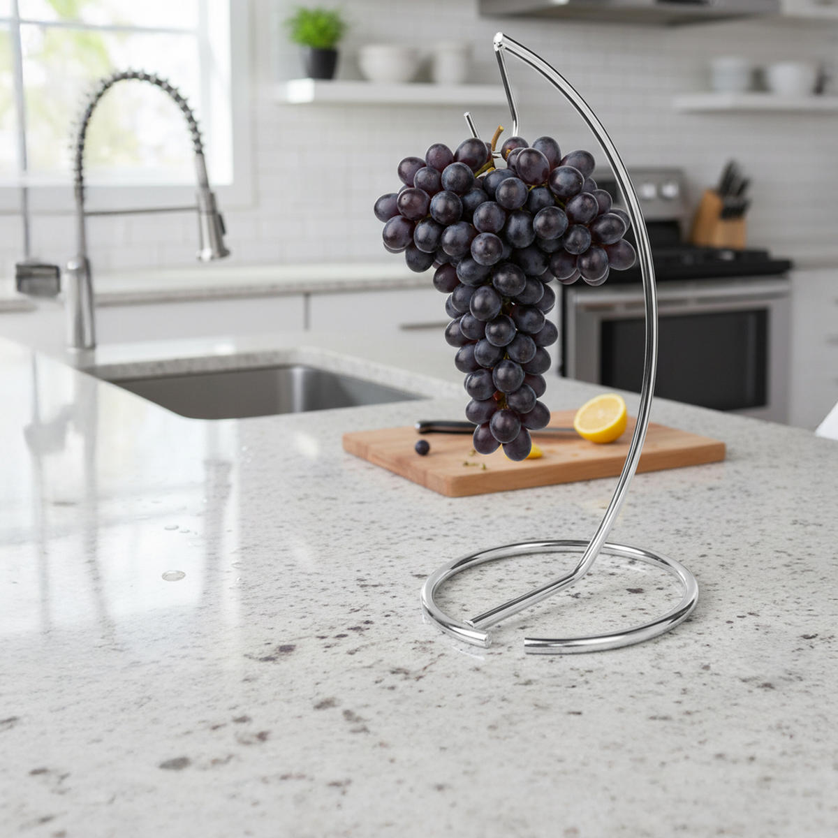 DRŽIAK na banány - strieborná, kov (16.5/34.5/16.5cm) - Relaxdays