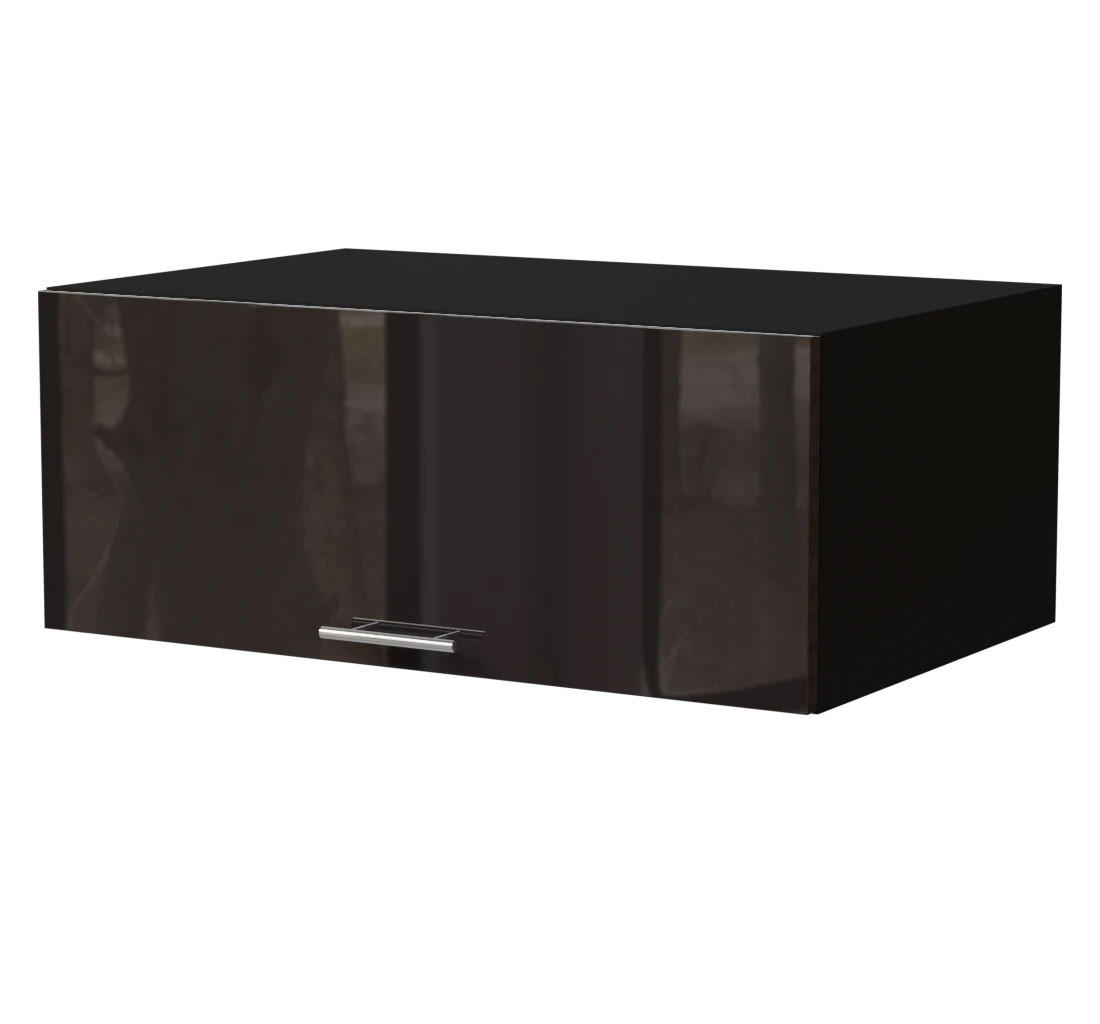 Feldmann-Wohnen Aufsatzschrank Schwarz Hochglanz, Schwarz 90x36x59 cm