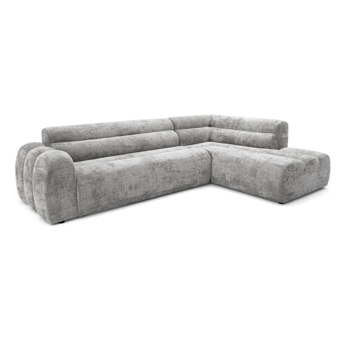 4-SITZER modulares Ecksofa VEER L Rechts, 283 x 190 cm, Chenille Webstoff Grau - Schwarz/Grau, Holz/Kunststoff (190/283cm) - Muffo