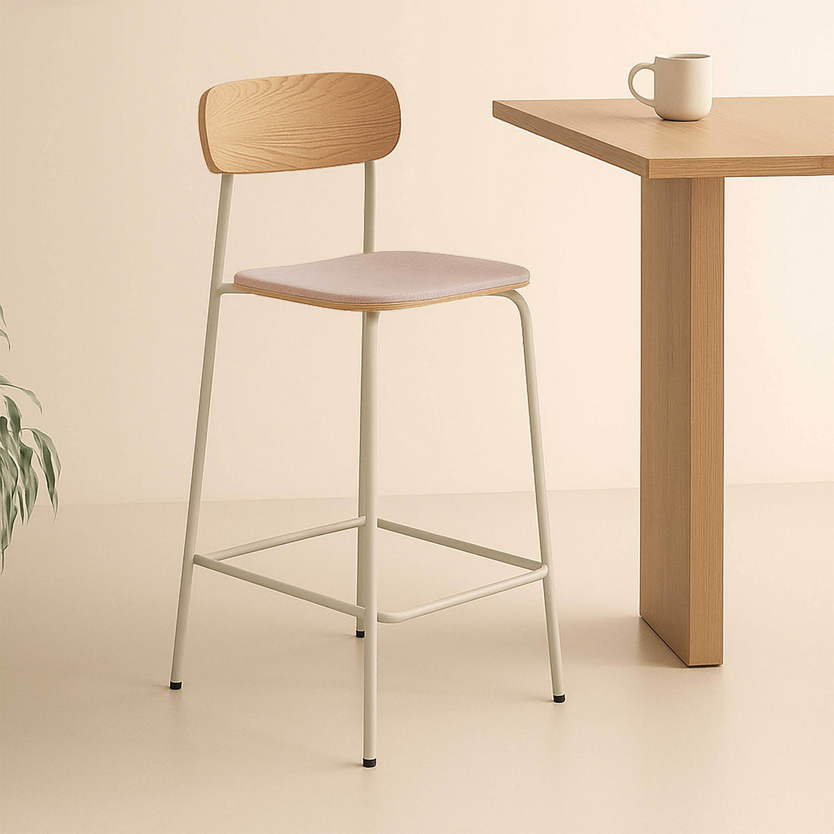 BARSTUHL 2-tlg., Rosa - Pink, Holz (42/96/50cm) - Oviala