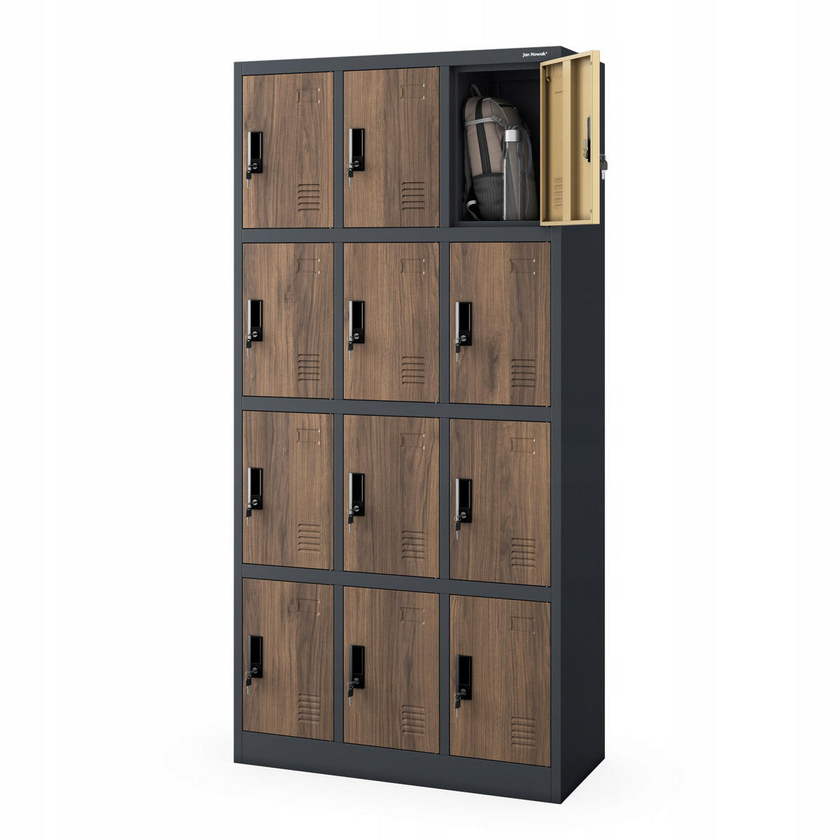 SCHLIESSFACHSCHRANK Marcin - Braun, Metall (90/185/40cm) - Jan Nowak