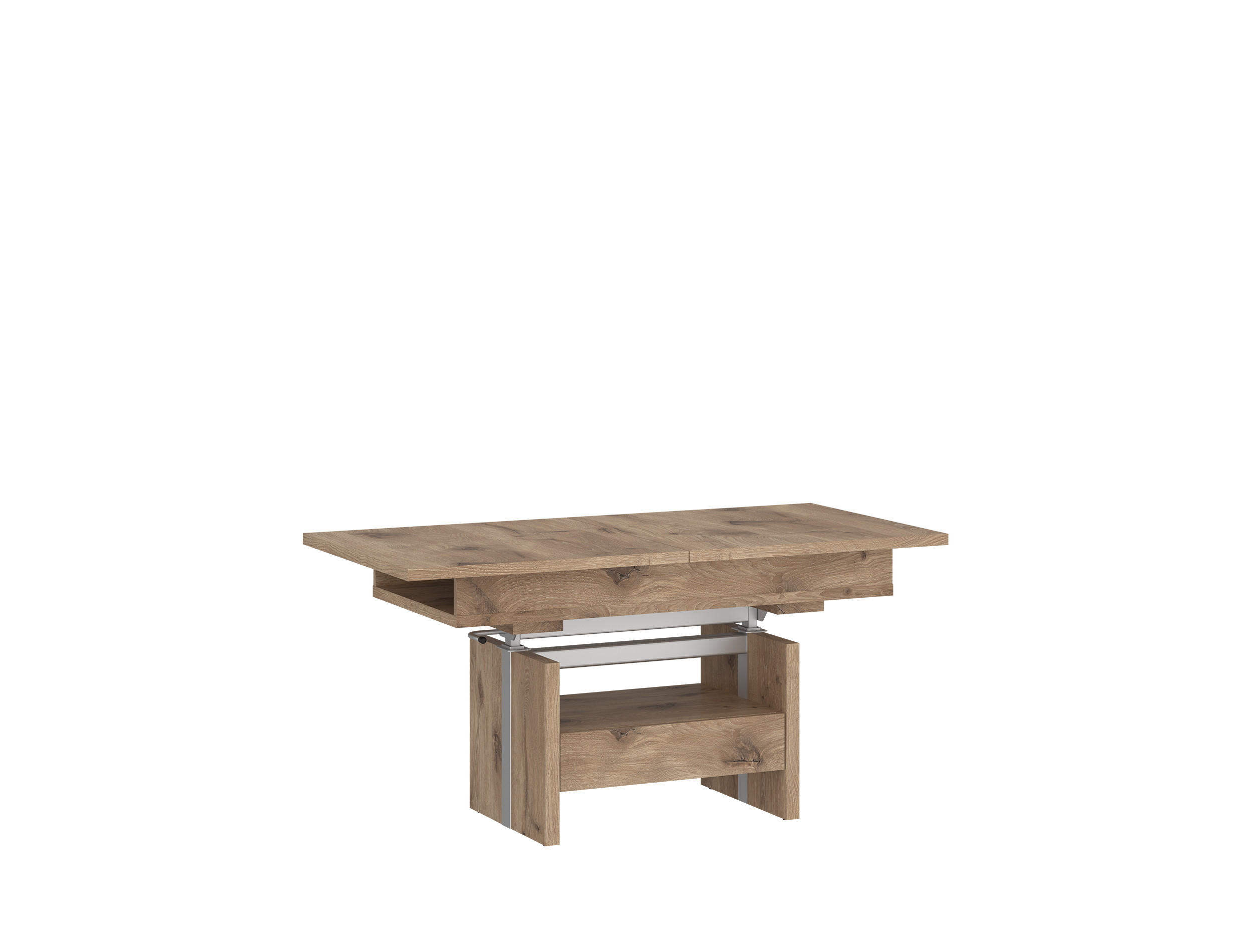 COUCHTISCH rechteckig ausziehbar höhenverstellbar Schubalde 110/64/56 cm - Eichefarben, Holzwerkstoff (65/110/56cm) - designimpex